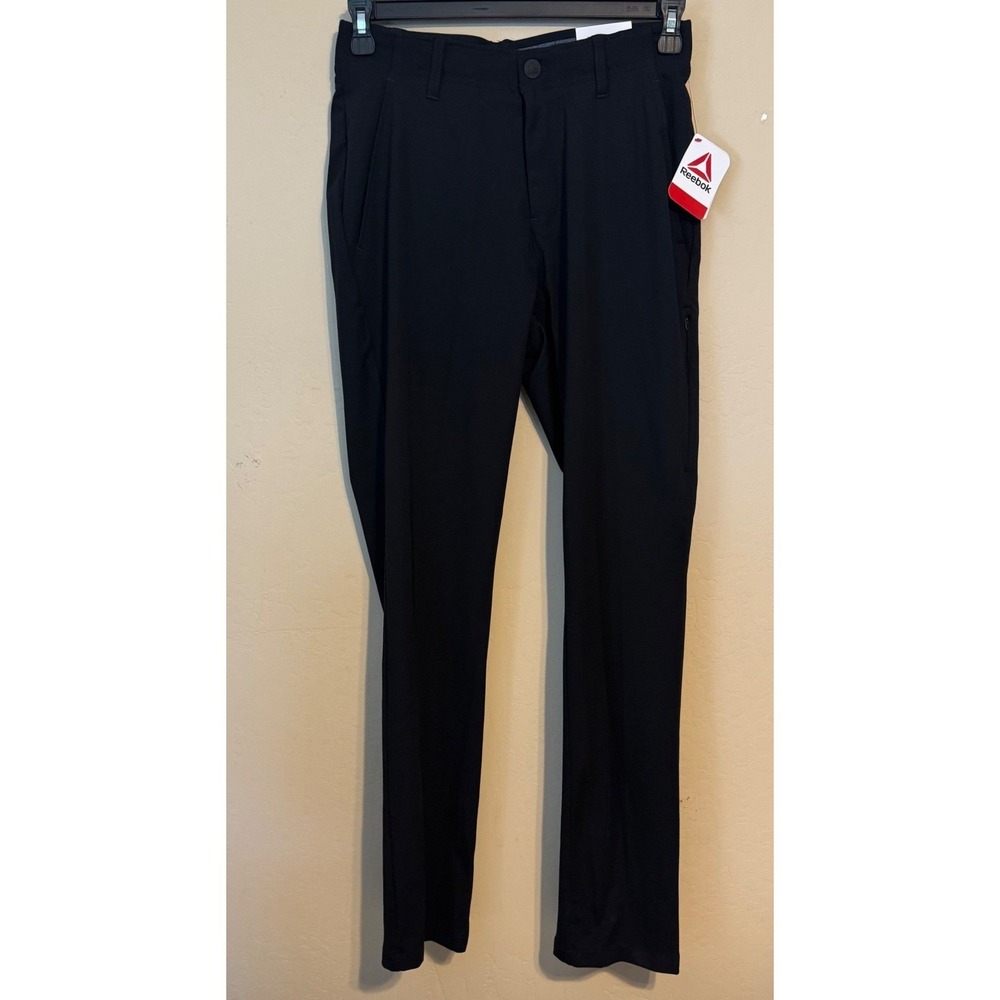Reebok Performance Pants Men 30x30 Black Stretch 6-Pocket Commuter Casual NEW